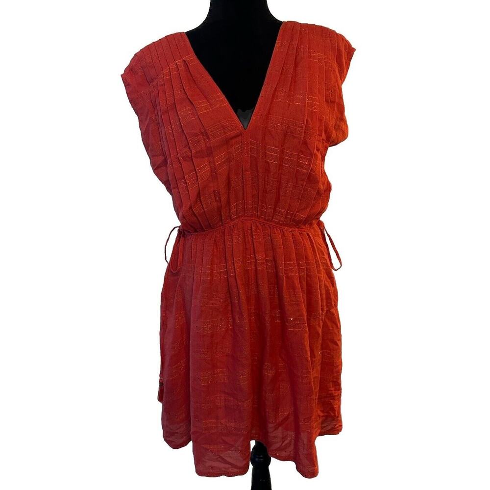 Chelsea & Violet Dress Boho Tassels Sequin ShortSleeve Vneck India Spice Med.NEW